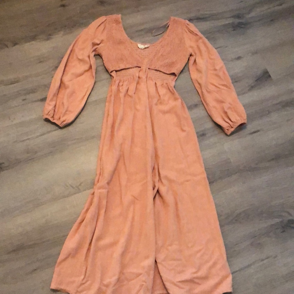 Long sleeve jumpsuit with cut out detail